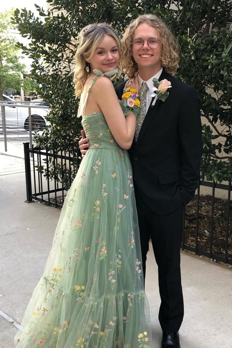Sevoba|A Line Sweetheart Long Prom Dress with Embroidery