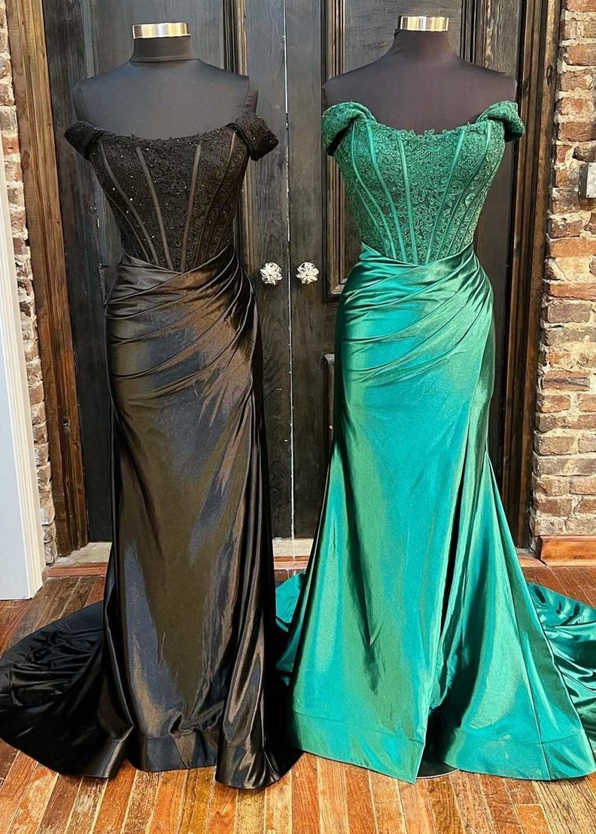 Sevoba | Mermaid Off the Shoulder Satin Prom Dress with Slit