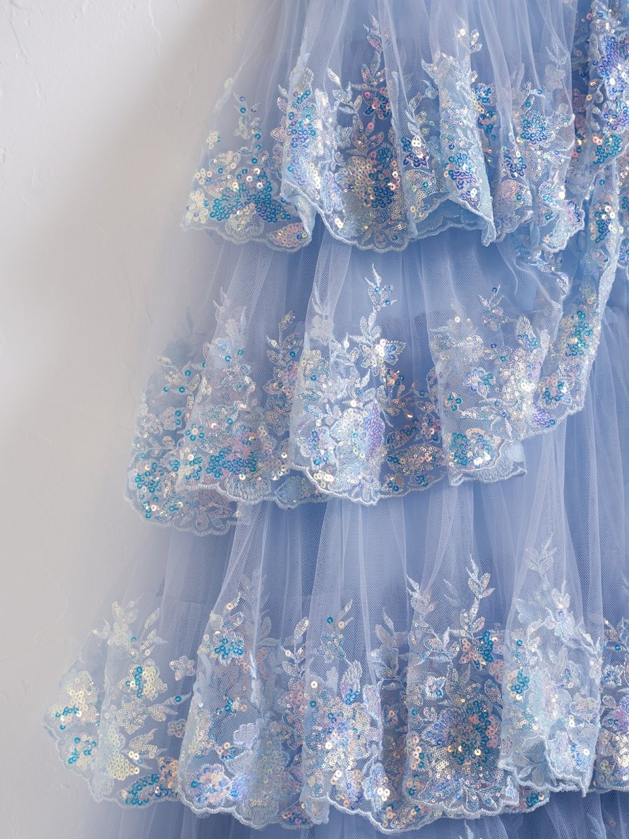 Sevoba|Princess A Line Off the Shoulder Corset Prom Dress with Lace Ruffles