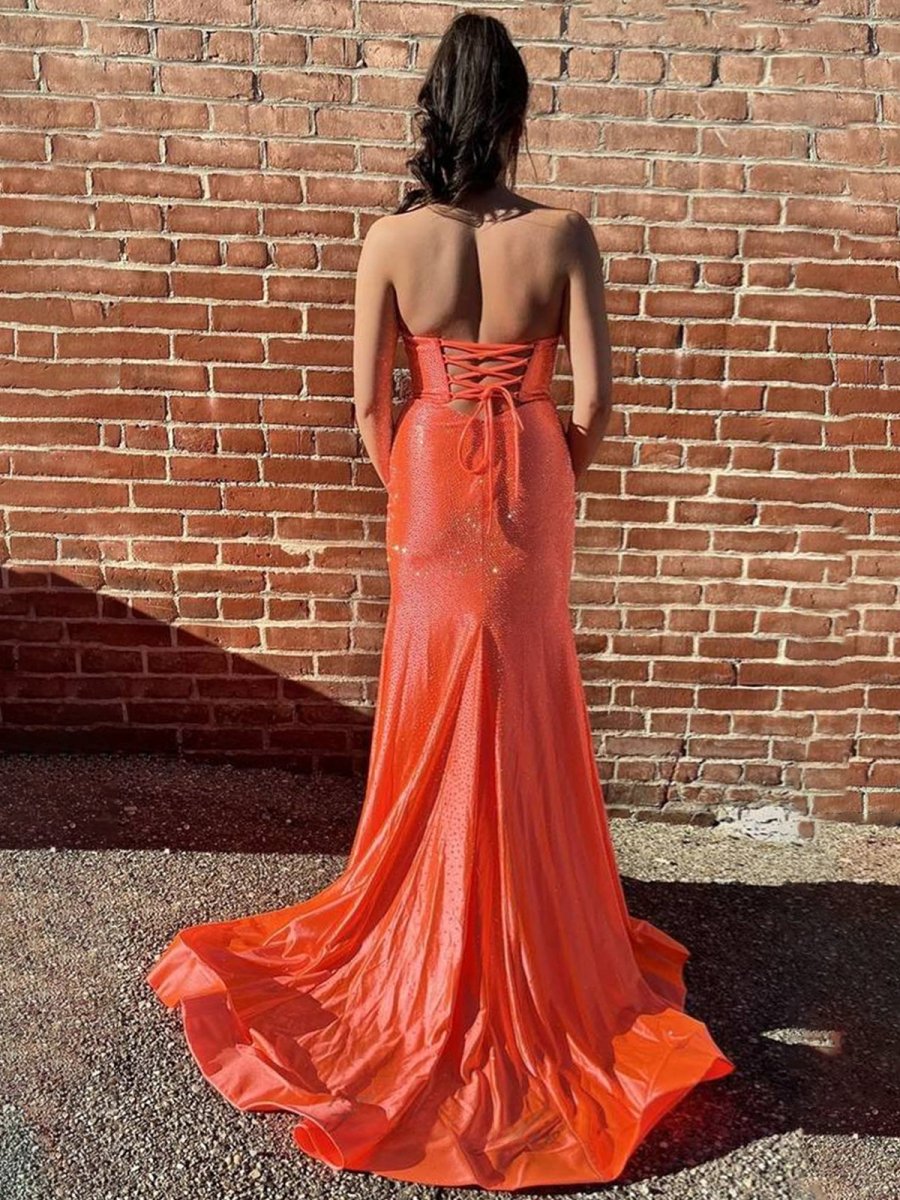 Sevoba | Glitter Mermaid Yellow Sweetheart Cut-out Long Prom Dress with Beading