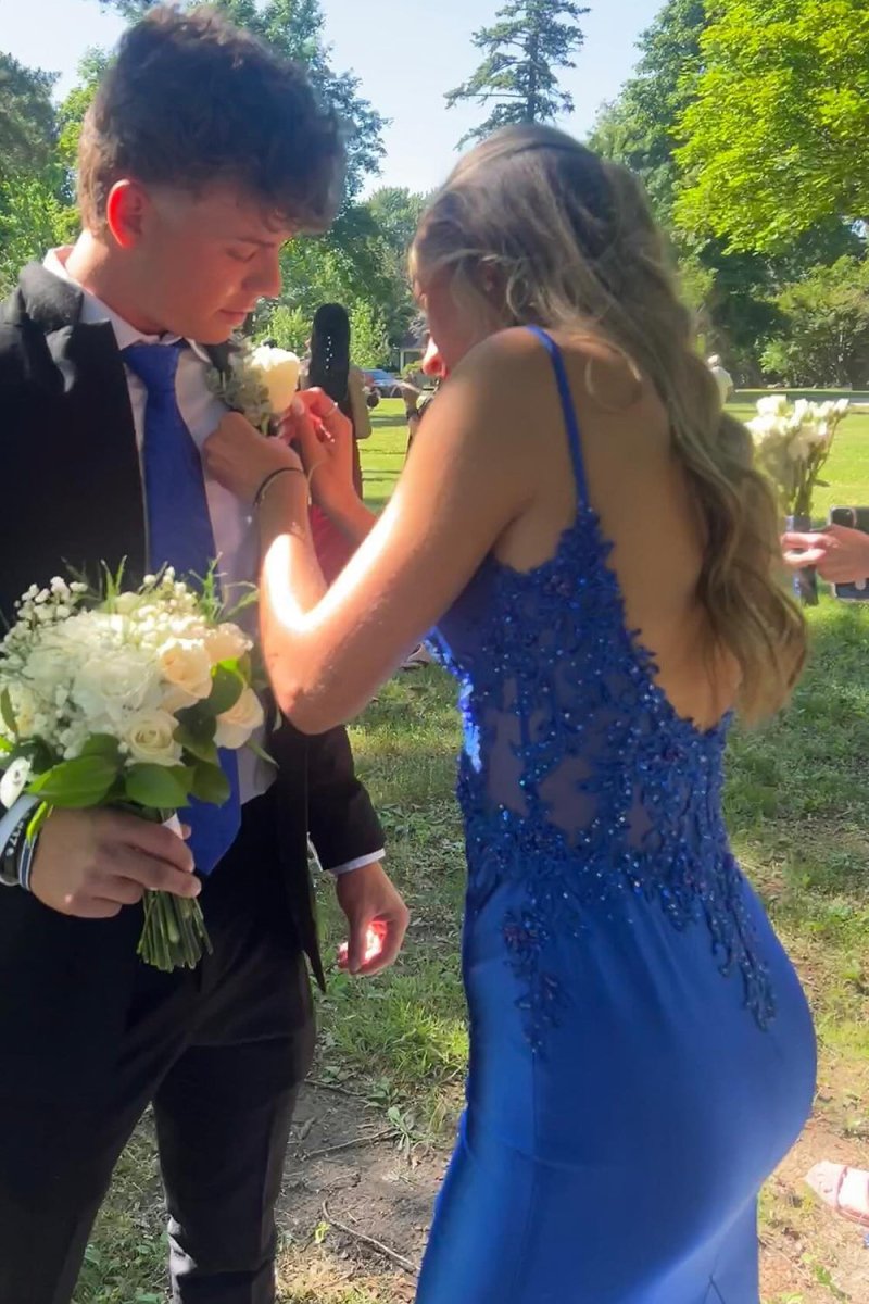 Sage Green Spaghetti Strap Backless Trumpet Long Gown