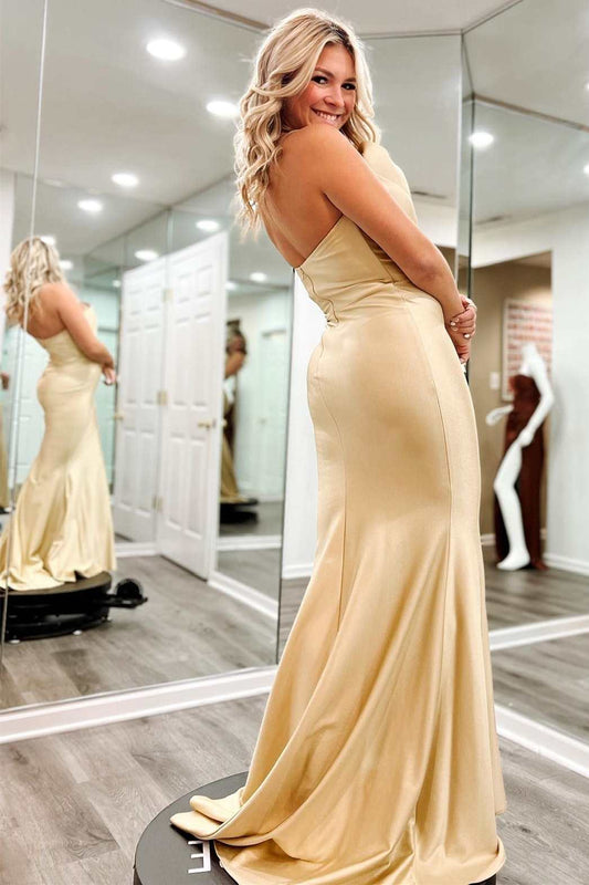 Sevoba|Asymmetrical Green Strapless Ruched Mermaid Long Prom Dress