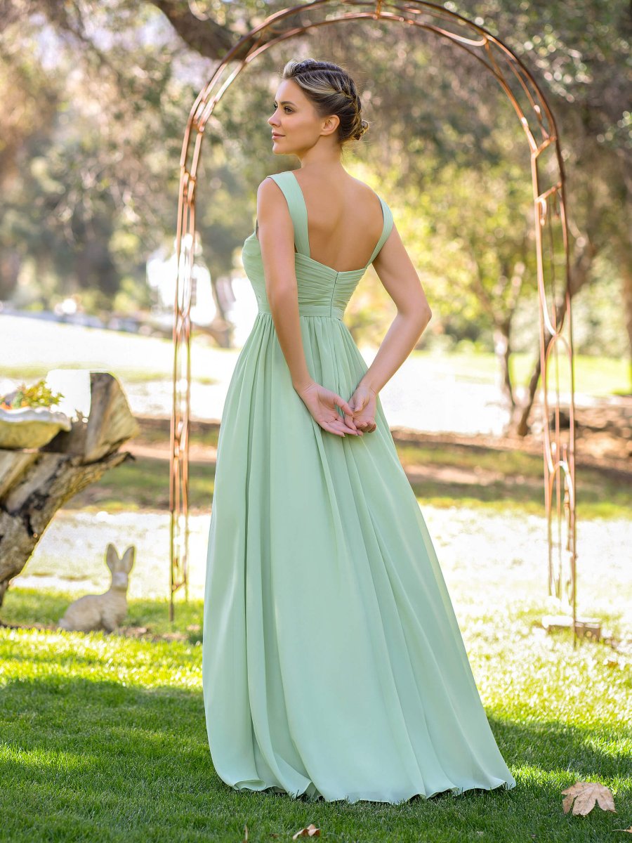 Sevoba|A-Line V-neck Floor-Length Chiffon Bridesmaid Dress