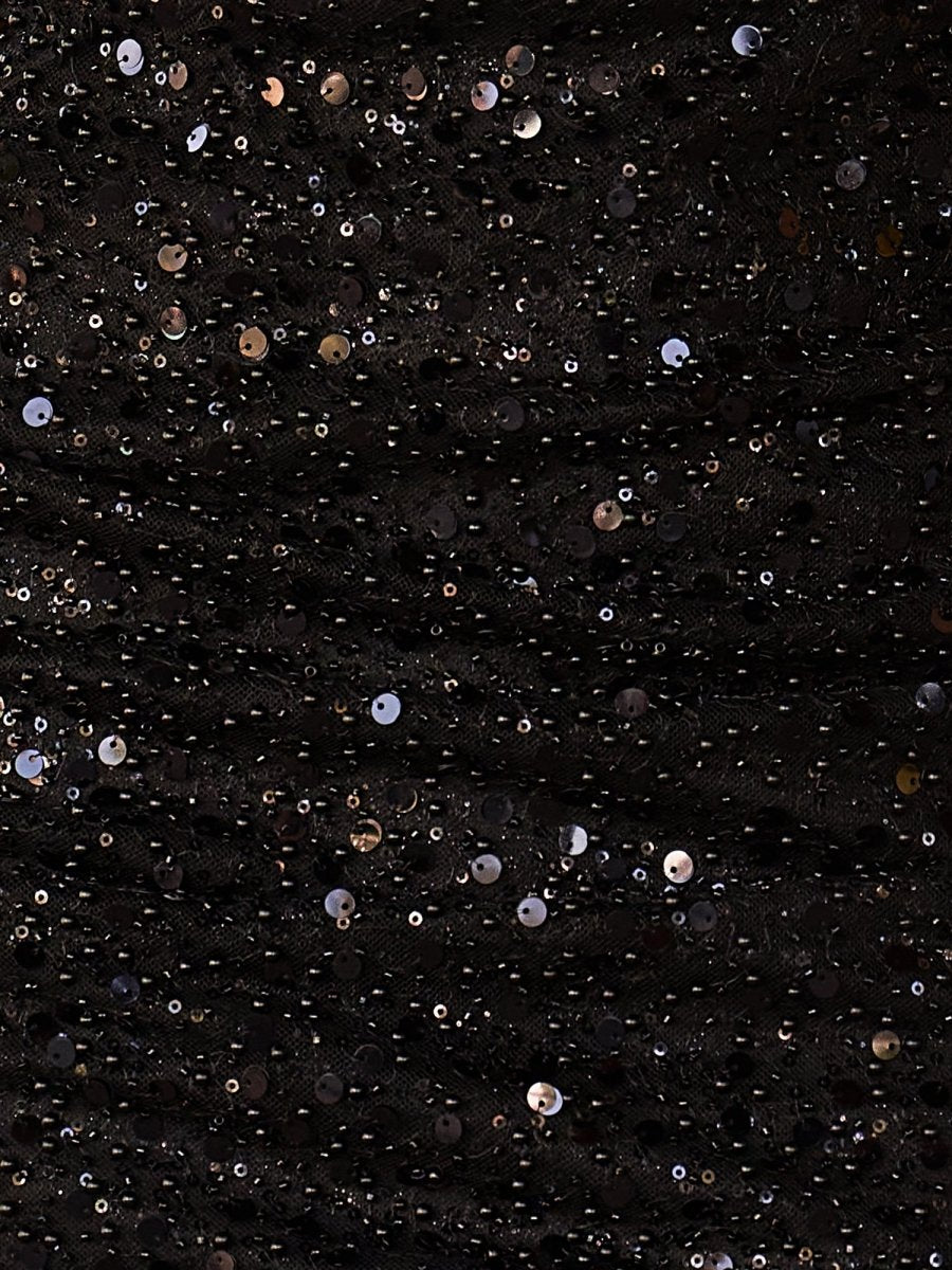 Sevoba|Black - Sheath V Neck Sequined Homecoming Dresses with Puffed Sleeves