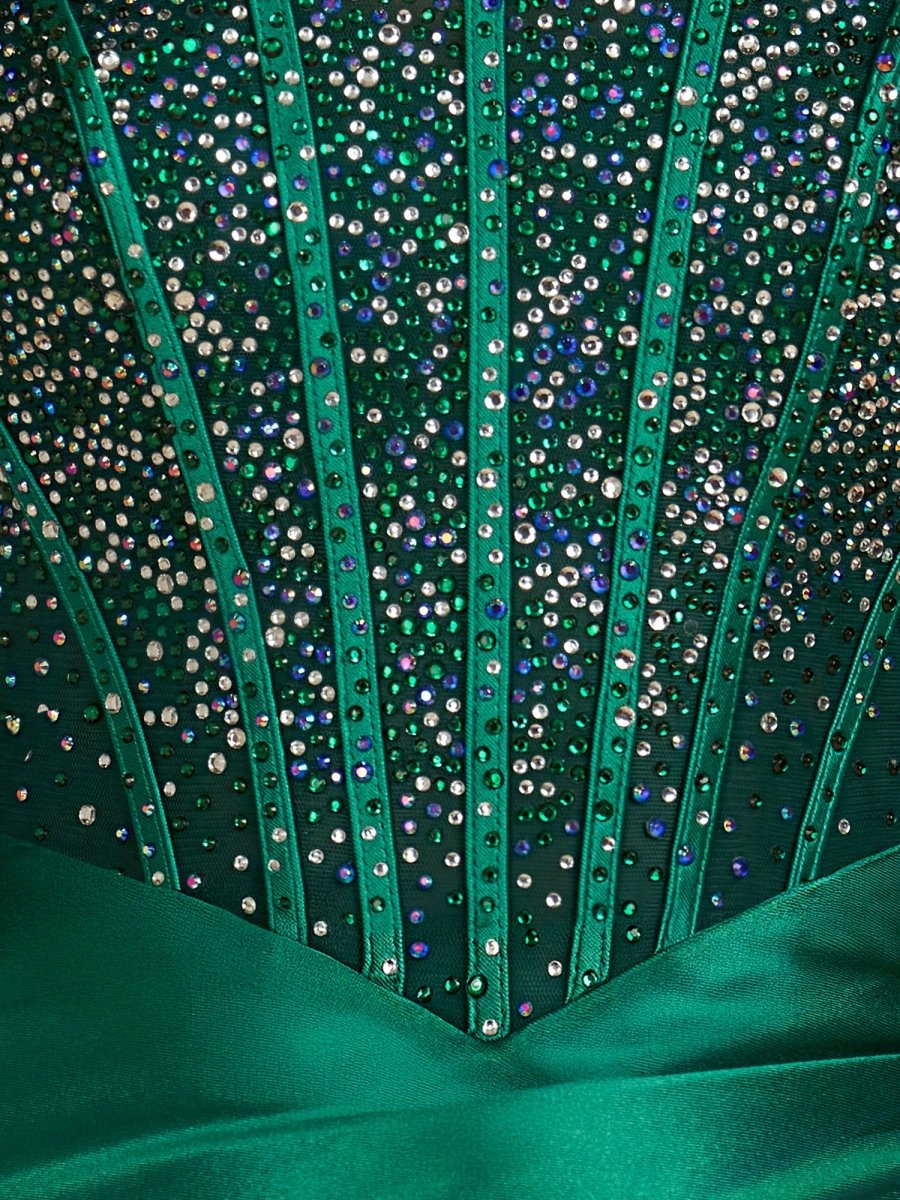 Sevoba|Dark Green - Bodycon Strapless Satin Corset Homecoming Dresses With Beads