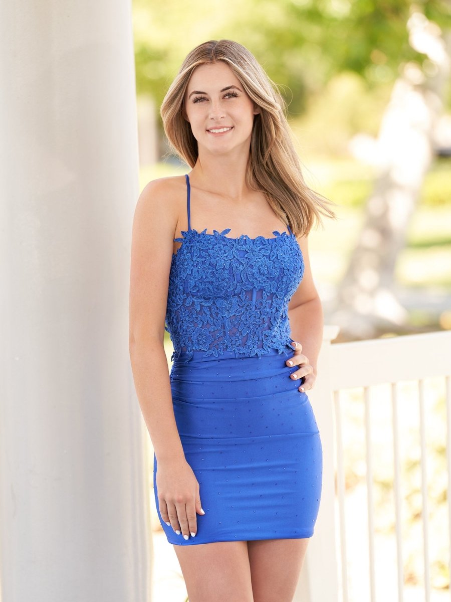 Sevoba|Bodycon Dark Green Spaghetti Straps Short Homecoming Dress with Appliques