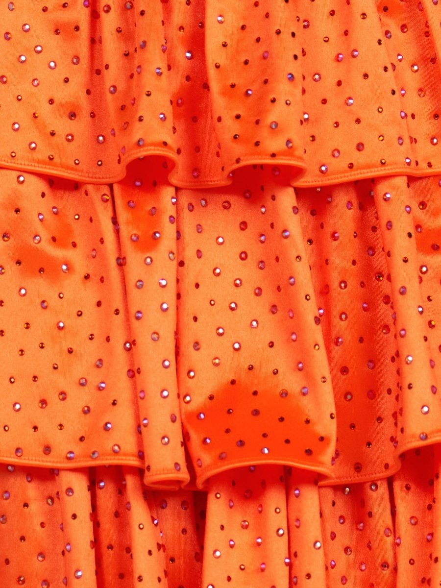 Sevoba|Bright Orange - A Line Sweetheart Satin Cut Out Ruffled Homecoming Dress with Beads