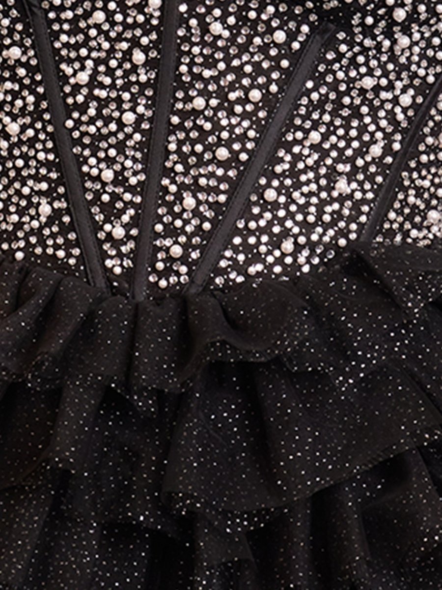 Sevoba|A Line Off the Shoulder Beaded Homecoming Dress with Feathers