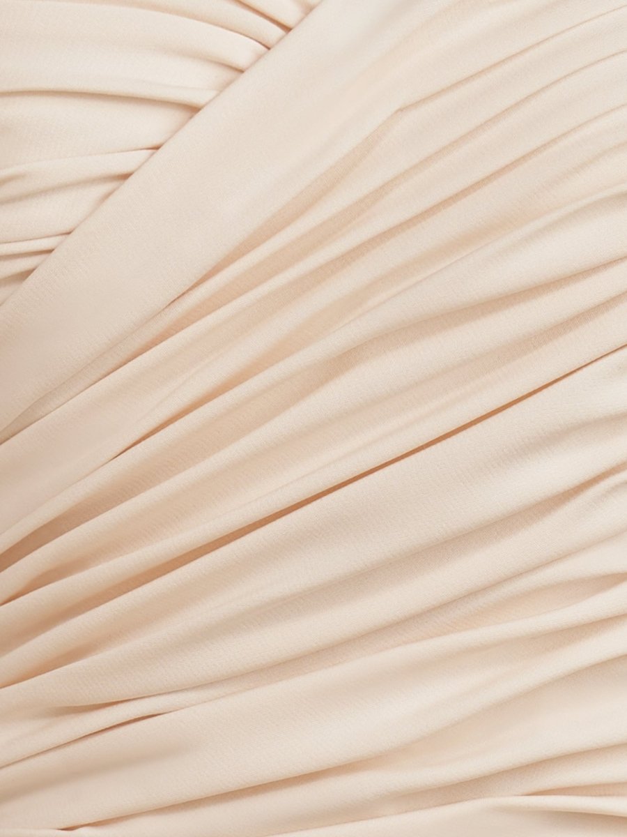 Sevoba|White - Strapless A-Line Satin Balloon Draped Homecoming Dress