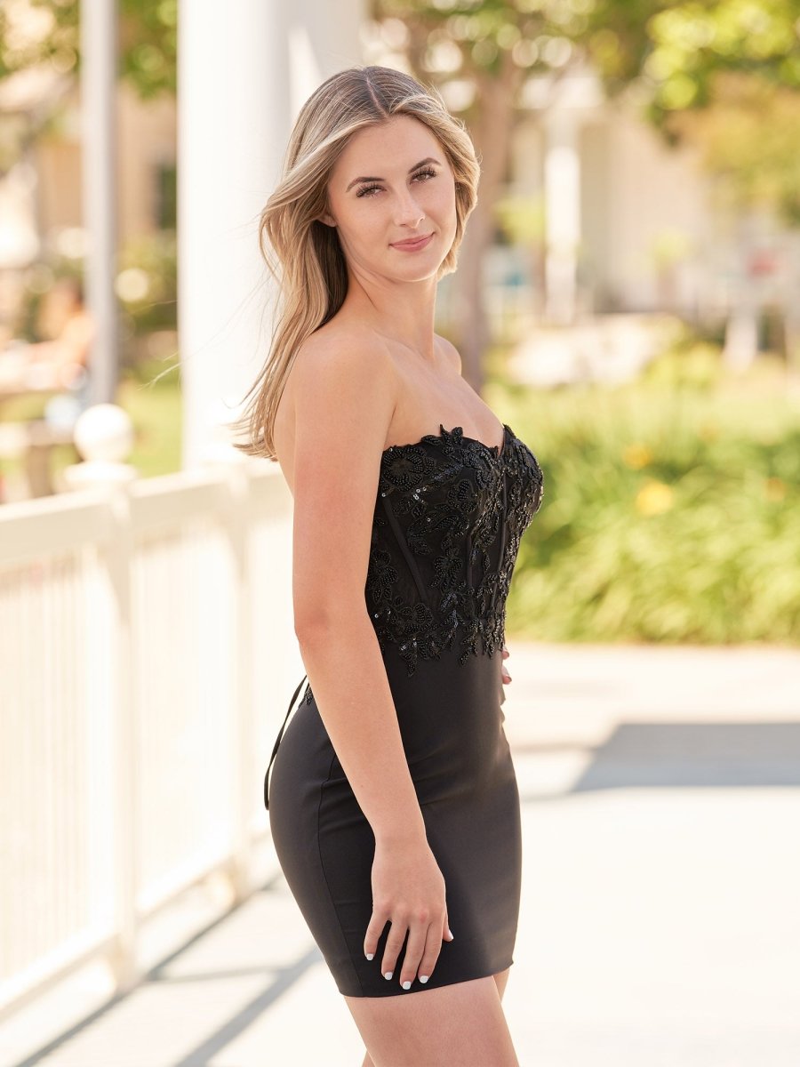 Sevoba|Sheath Sweetheart Black Tight Beaded Homecoming Dresses