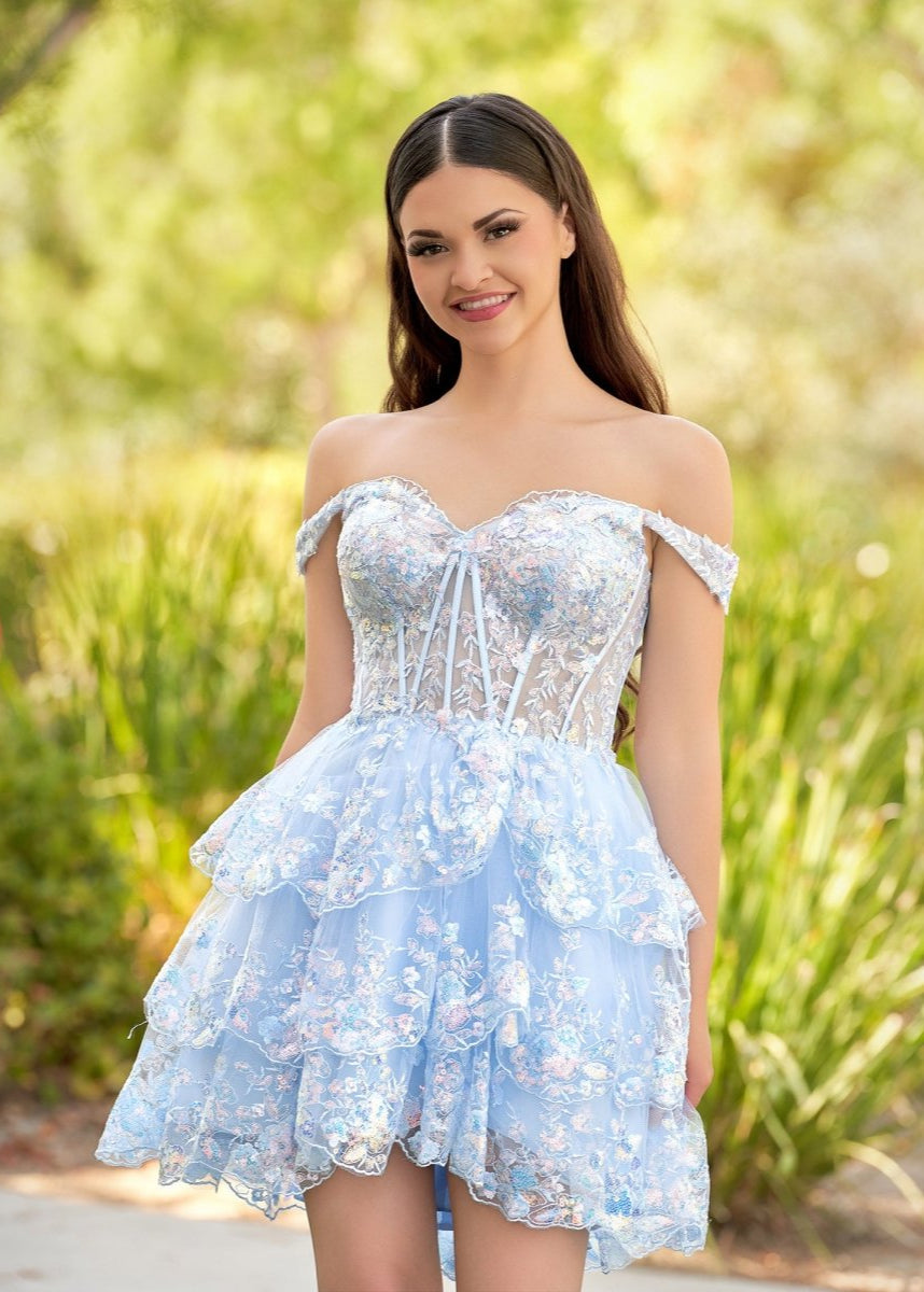 Sevoba|Sky Blue - A-Line Sweetheart Tiered Short Homecoming Dress