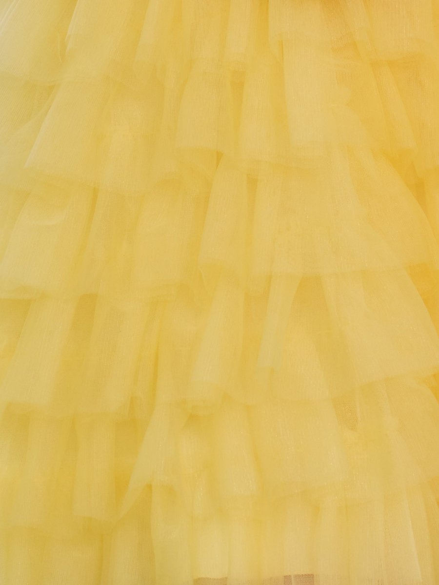 Feben | Strapless Tiered Ruffle Tulle Short Homecoming Dress With Flowers