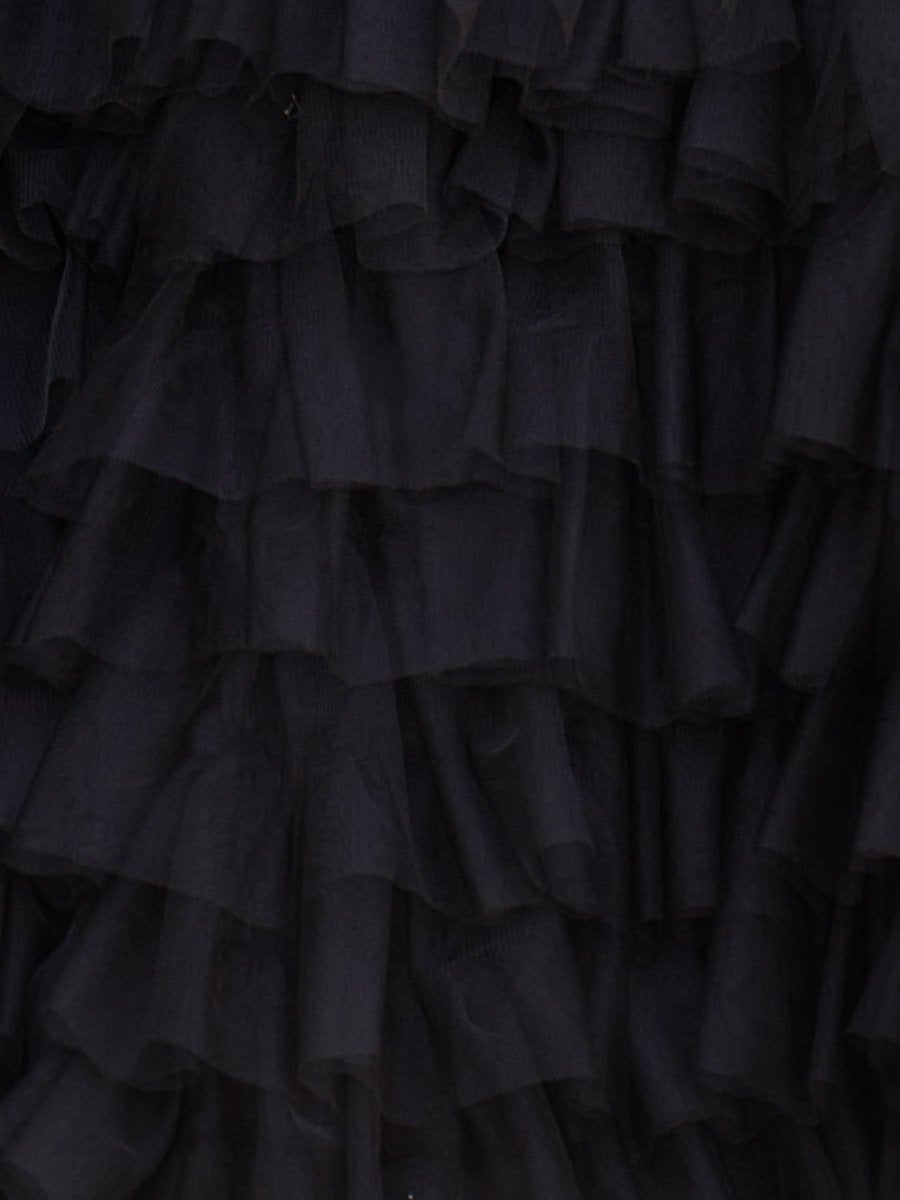 Sevoba|Black - Strapless A Line Tiered Tulle Homecoming Dress With Bow