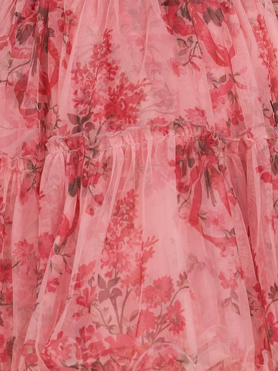 Sevoba|Pink - Strapless A-Line Floral Short Homecoming Dresses With Ruffles