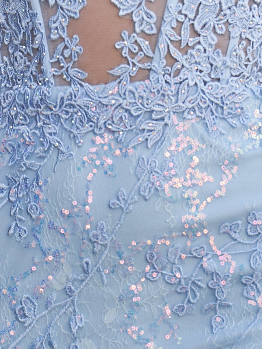 Sevoba|Sky Blue - Bodycon Sweetheart Lace Short Tight Homecoming Dresses with Appliques