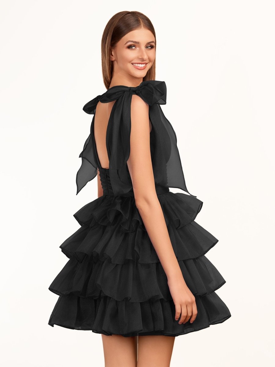 Sevoba|Trendy A-Line Royal Blue Tiered Homecoming Dress with Bow