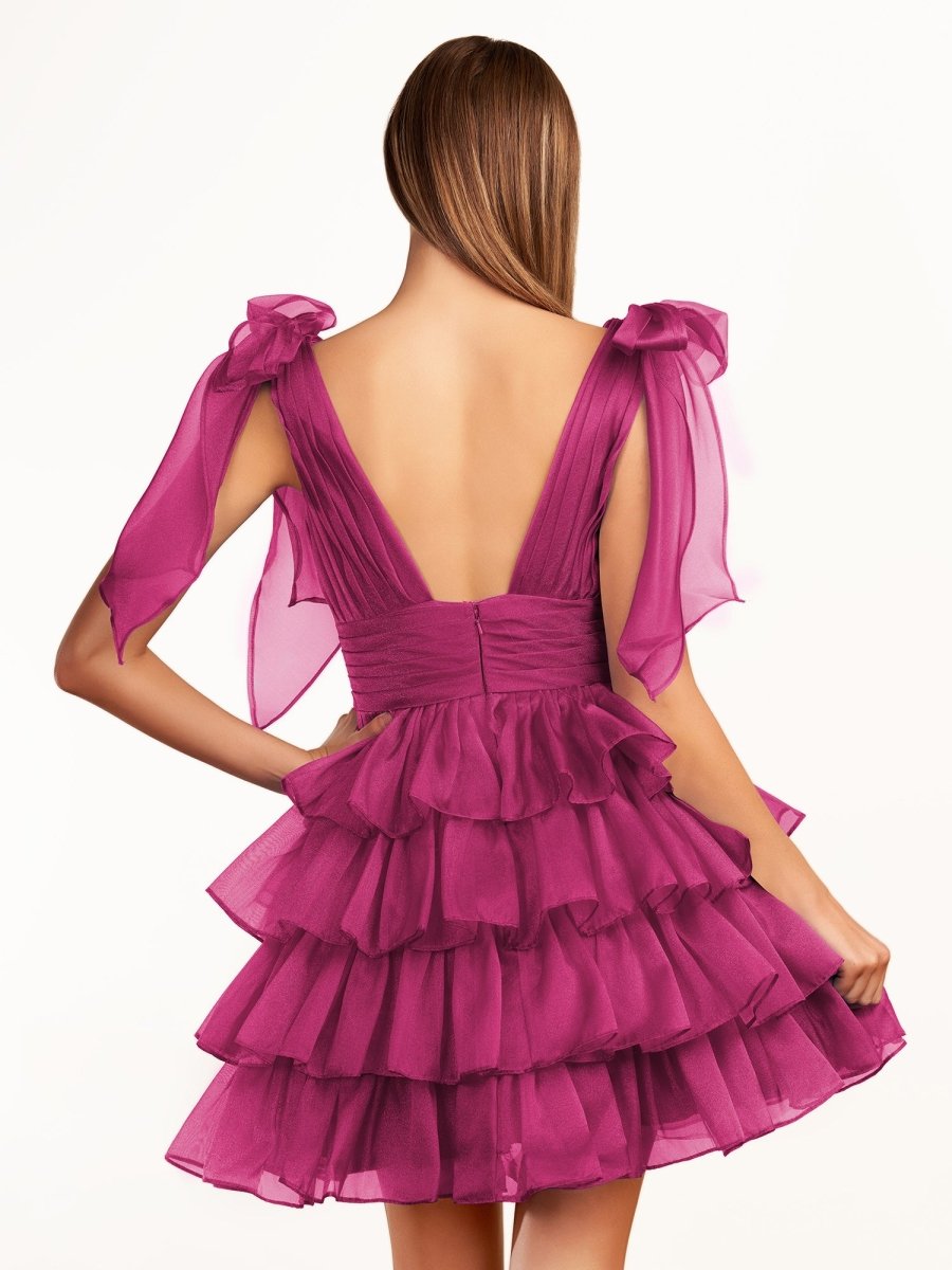 Sevoba|Trendy A-Line Royal Blue Tiered Homecoming Dress with Bow