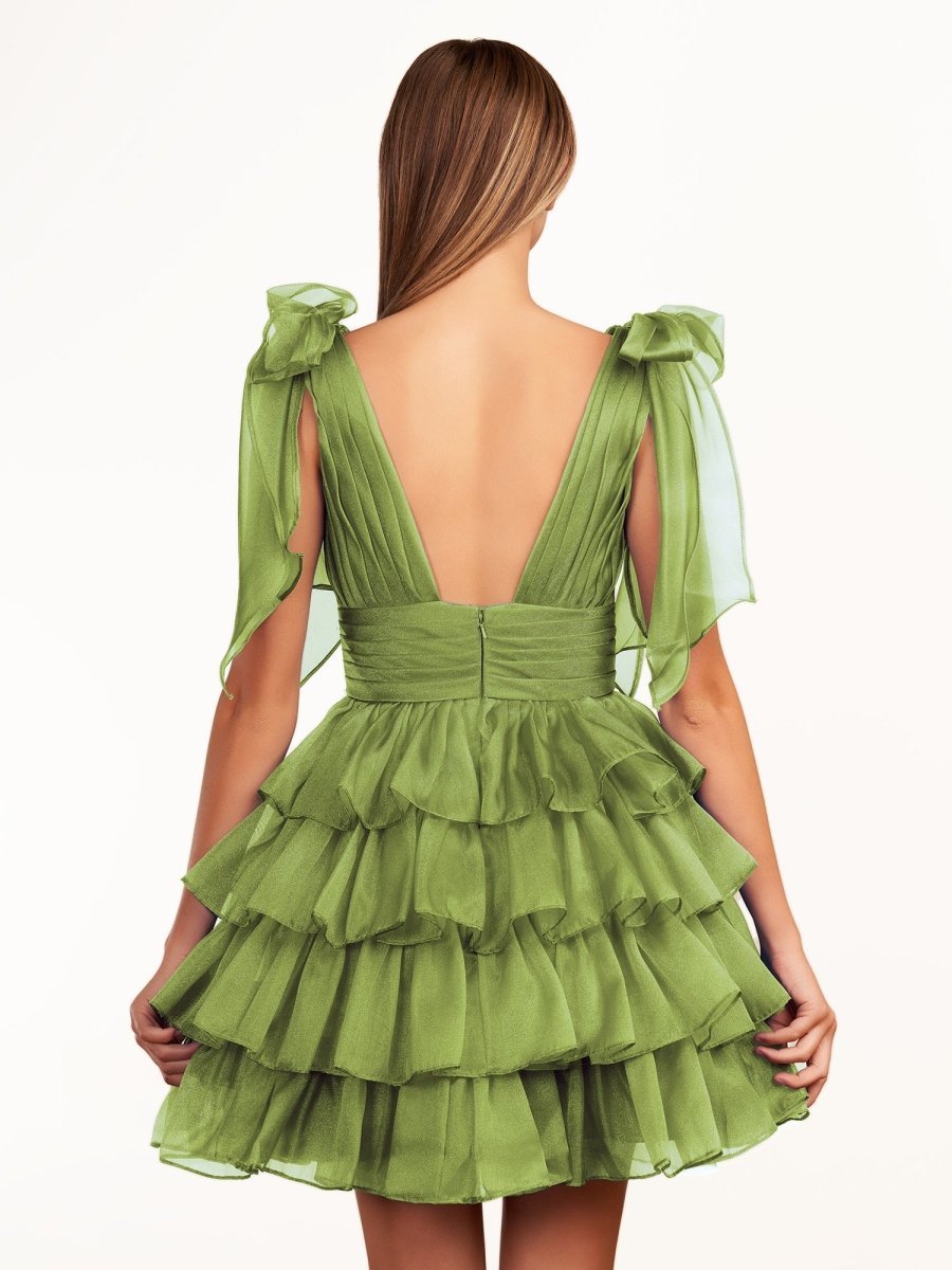 Sevoba|Trendy A-Line Royal Blue Tiered Homecoming Dress with Bow