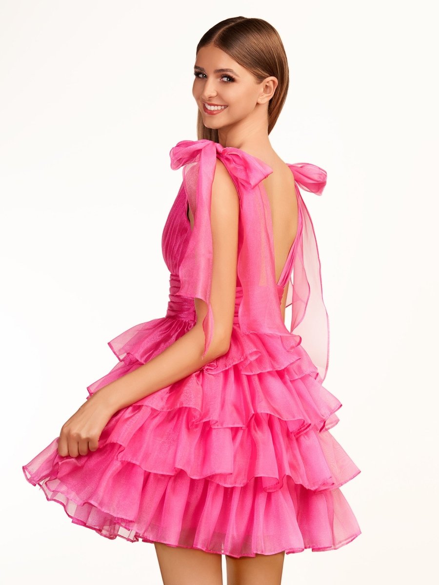 Sevoba|Trendy A-Line Royal Blue Tiered Homecoming Dress with Bow
