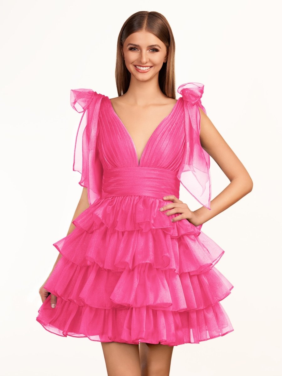 Sevoba|Trendy A-Line Royal Blue Tiered Homecoming Dress with Bow