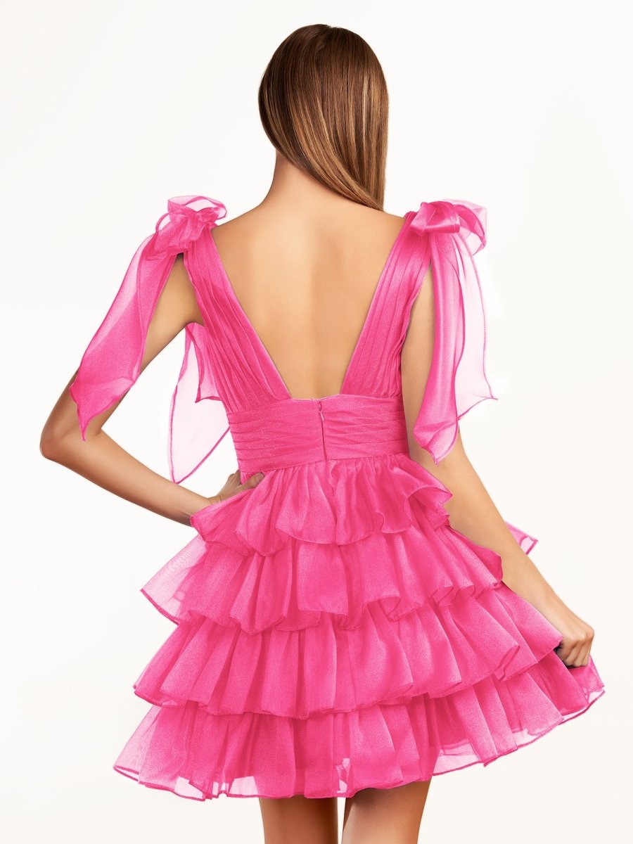 Sevoba|Trendy A-Line Royal Blue Tiered Homecoming Dress with Bow