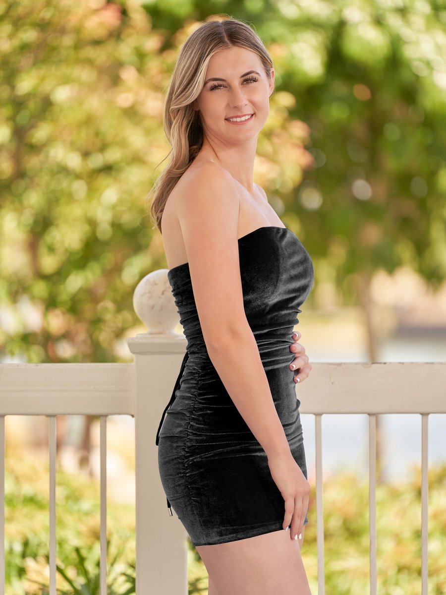 Sevoba|Bodycon Strapless Royal Blue Velvet Homecoming Dresses