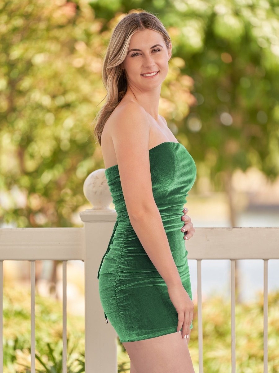 Sevoba|Bodycon Strapless Royal Blue Velvet Homecoming Dresses