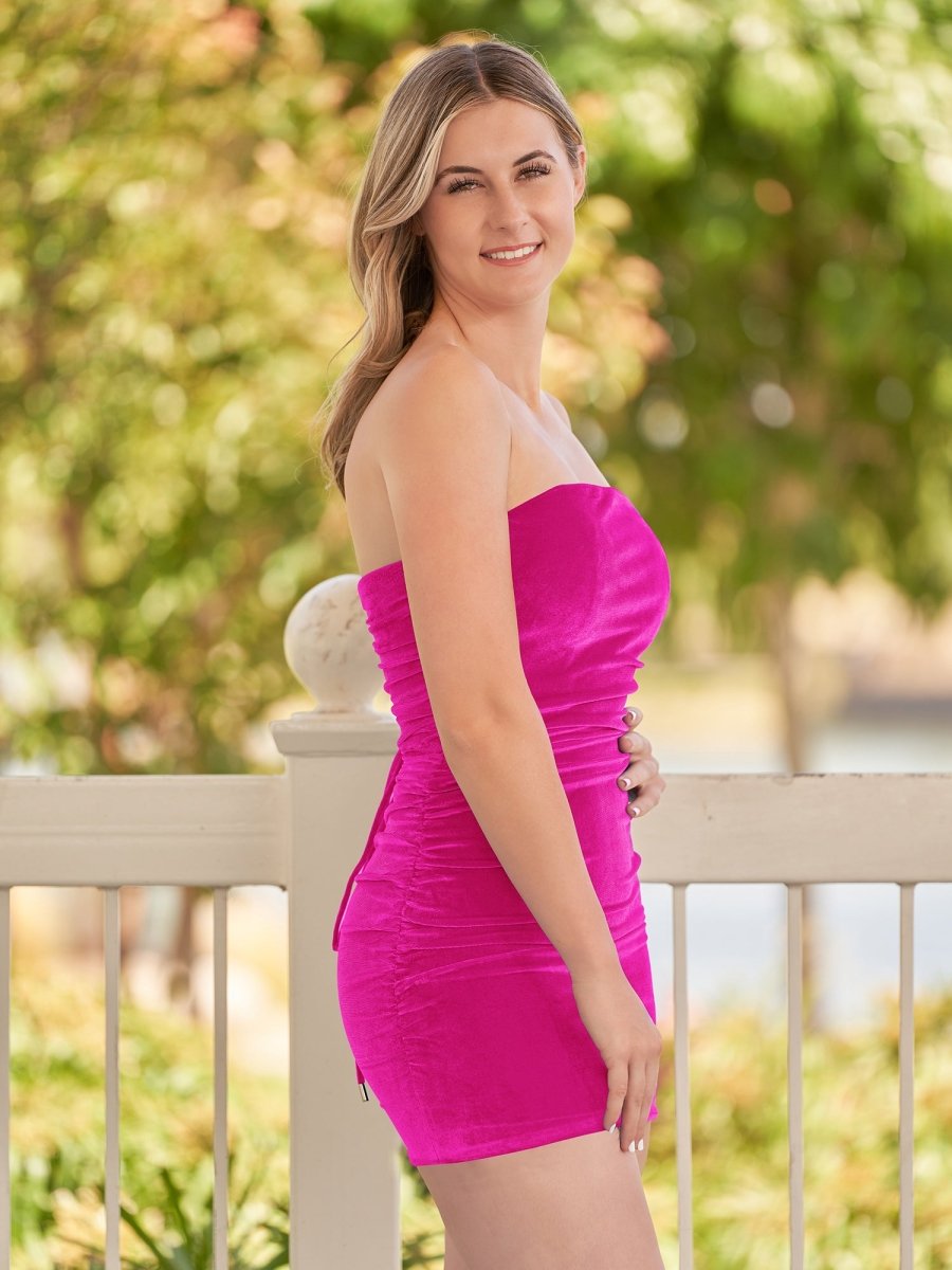 Sevoba|Bodycon Strapless Royal Blue Velvet Homecoming Dresses