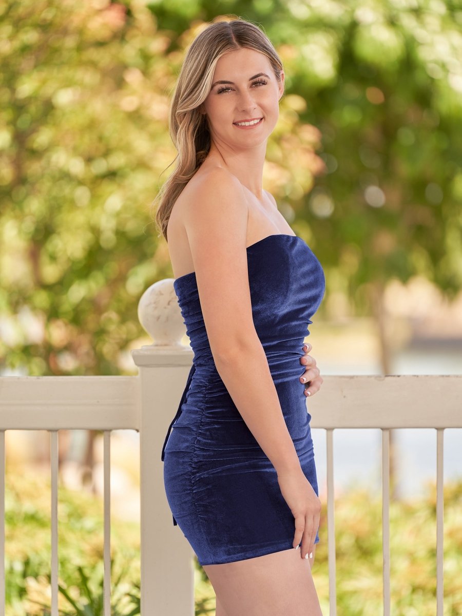 Sevoba|Bodycon Strapless Royal Blue Velvet Homecoming Dresses