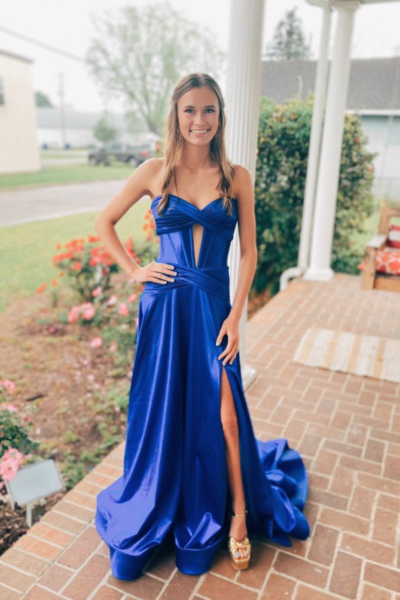 Leif | A Line Sweetheart Royal Blue Keyhole Long Prom Dress