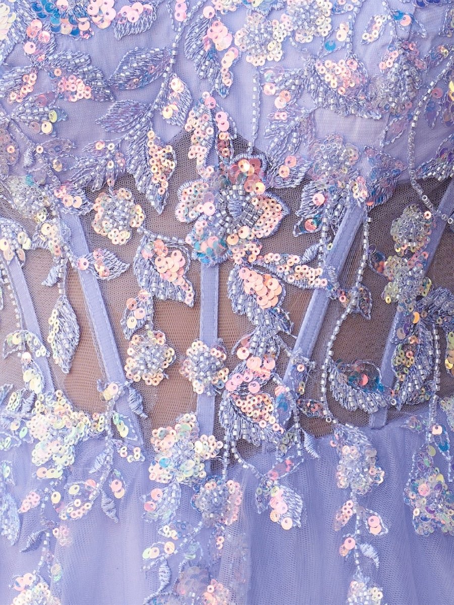 Sevoba|Lavender - A Line Sequined Tulle Corset Homecoming Dresses with Appliques