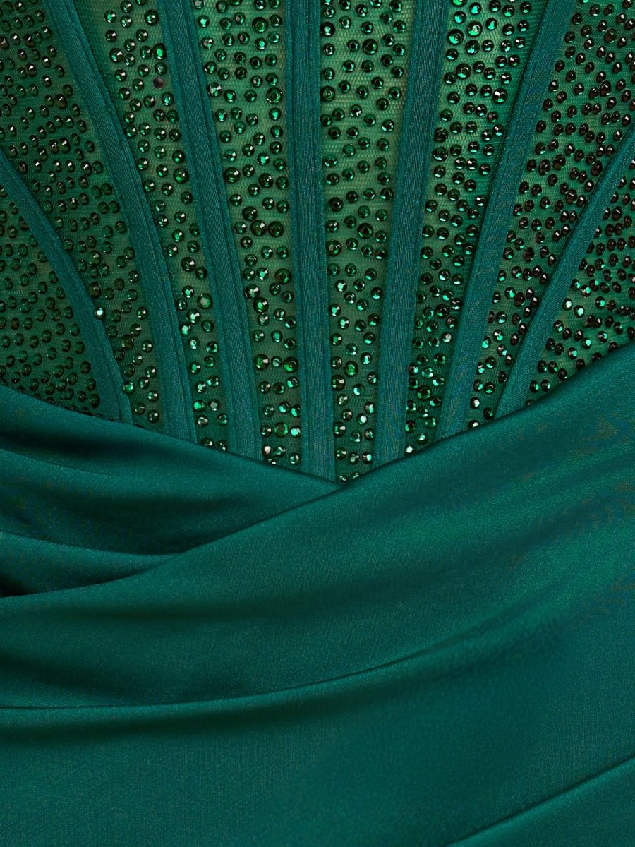 Sevoba|Dark Green - Bodycon Ruched Beaded Corset Short Homecoming Dresses
