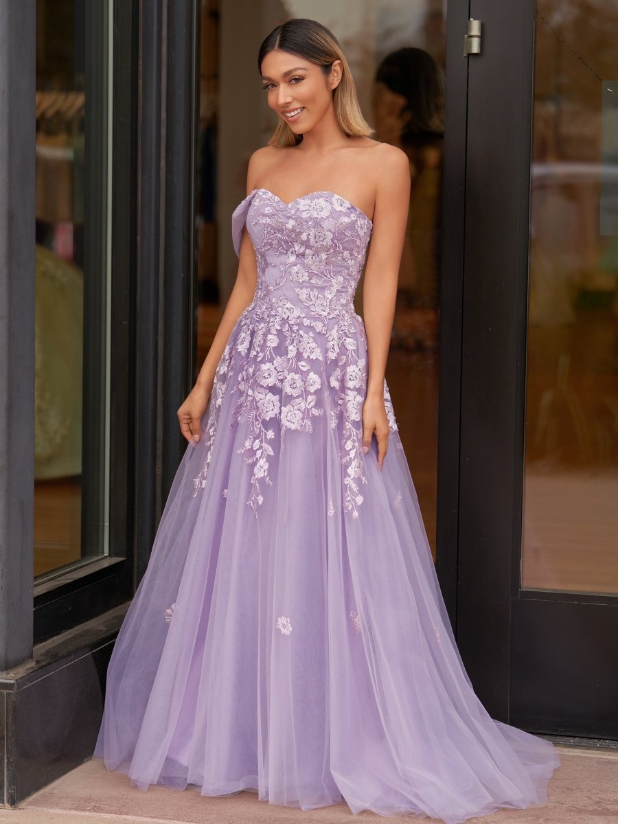 Sevoba|Sweet-Heart Tulle One Shoulder Floor Length Prom Dress
