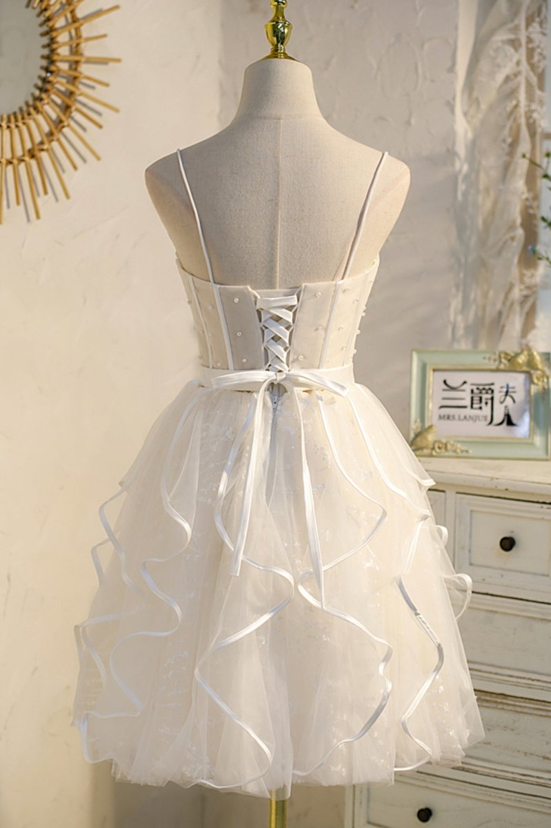 Bethany | A-Line Spaghetti Strap Tulle Short Homecoming Dress