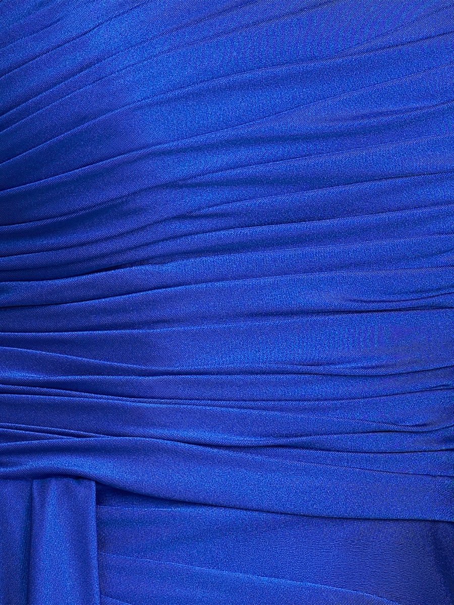 Sevoba|Royal Blue - Sheath One Shoulder Pleated Satin Homecoming Dress with Drape