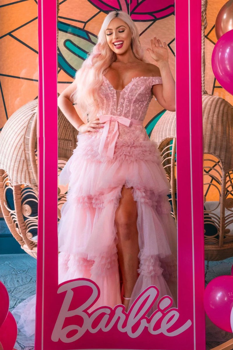 Princess A Line Off the Shoulder Light Pink Long Prom Dress with Ruffles