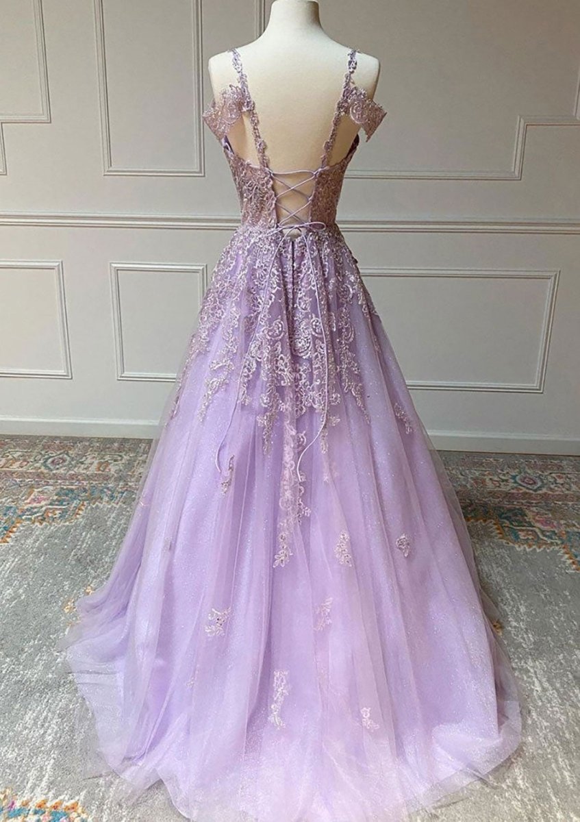 Aliana | Princess Spaghetti Straps Floor-Length Tulle Prom Dress With Beading Appliqued