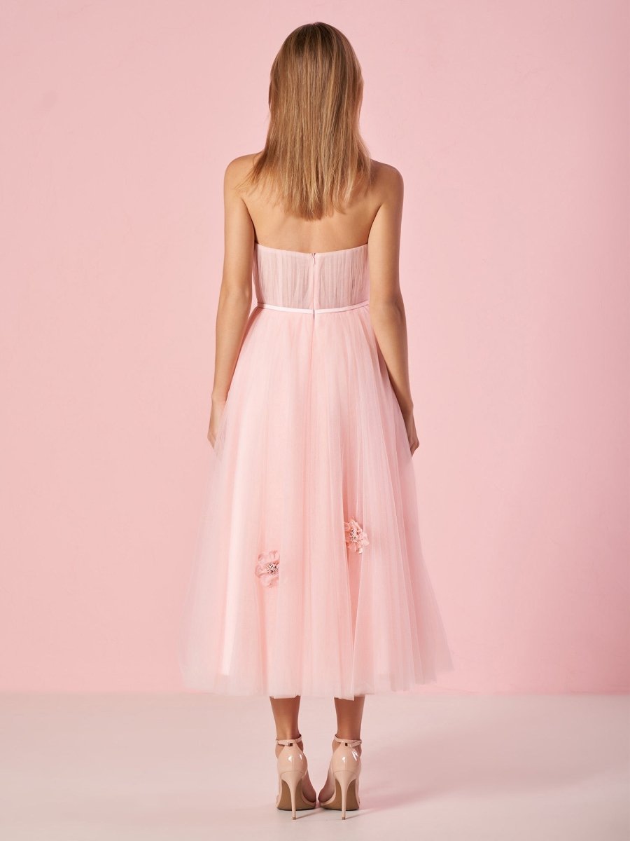 Sevoba|Light Pink Princess Strapless Prom Dress with Flowers