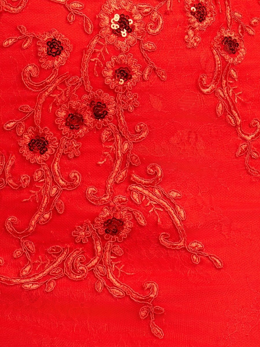 Sevoba|Red Sheath Beaded Flowers Homecoming Dress