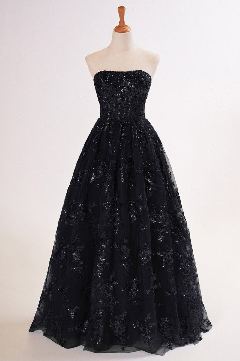Sevoba |A-line Sequined Lace Long Prom Dress with Pockets