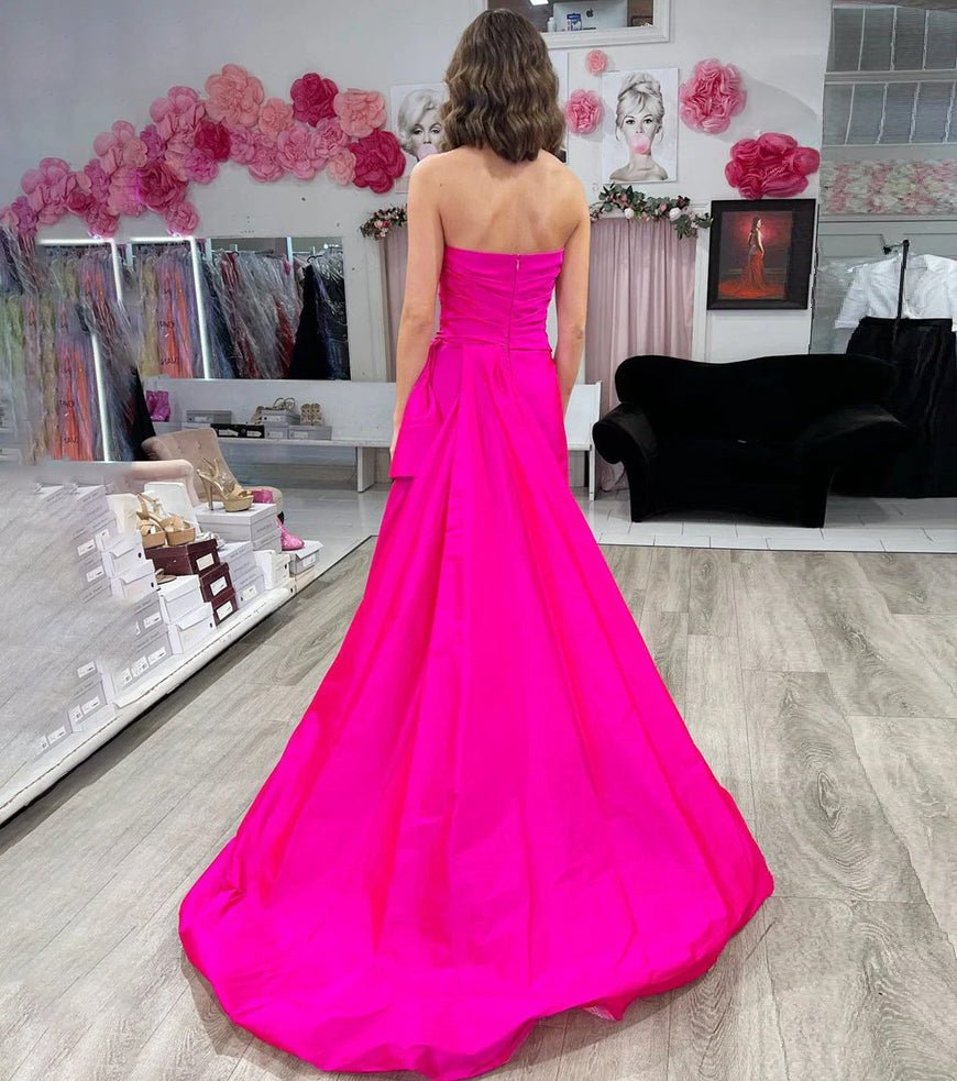 Sara | Royal Blue Strapless A Line Prom Dress with Slit