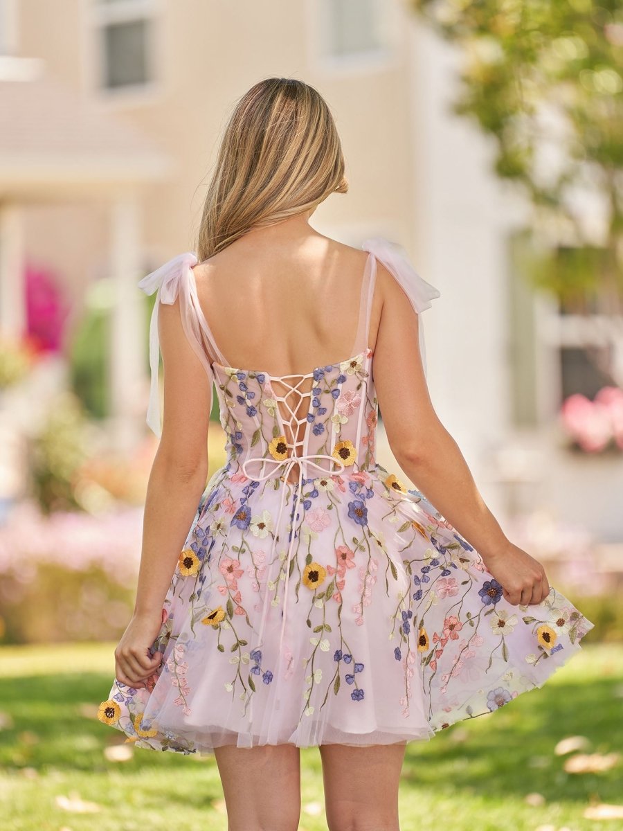 Sevoba|A-Line Black Short Homecoming Dress with 3D Flowers