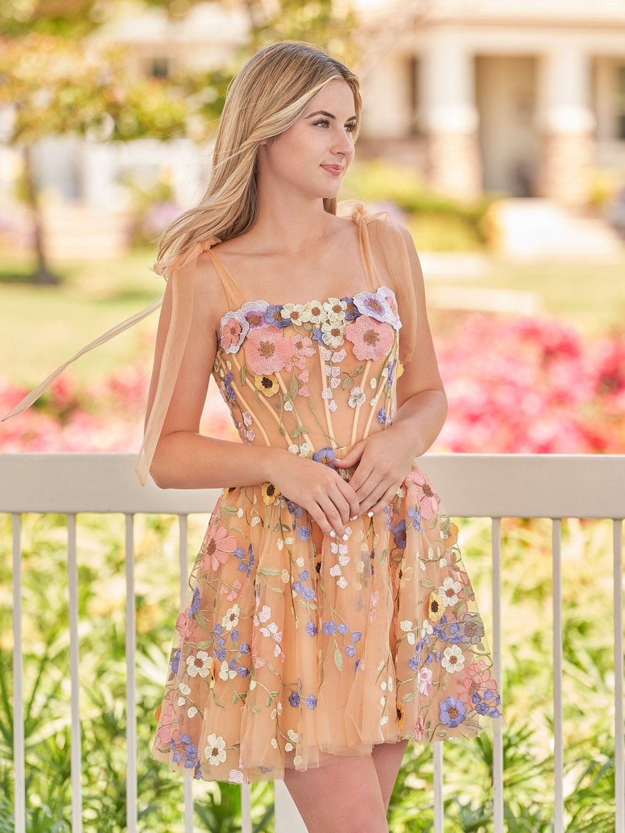 Sevoba|A-Line Black Short Homecoming Dress with 3D Flowers