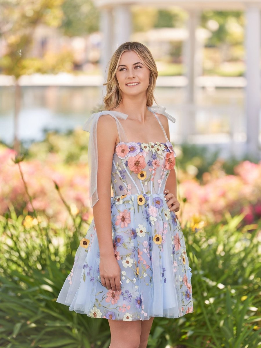 Sevoba|A-Line Black Short Homecoming Dress with 3D Flowers