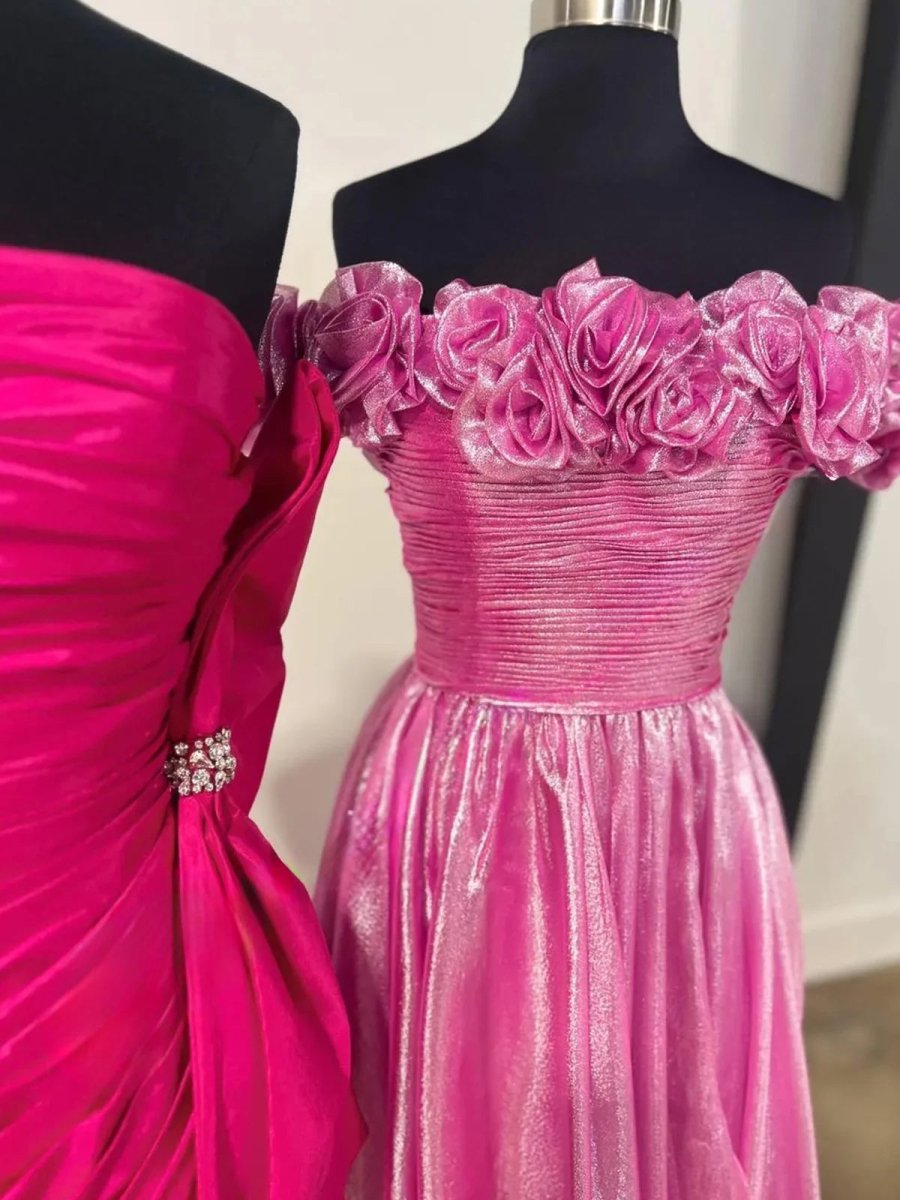 Teodora | Royal Blue Off the Shoulder A-Line Prom Dress with 3D Floral
