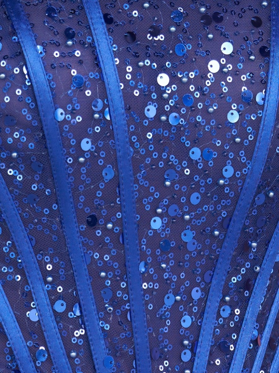 Sevoba|Sparkly Off the Shoulder Sequins Royal Blue Corset Homecoming Dress