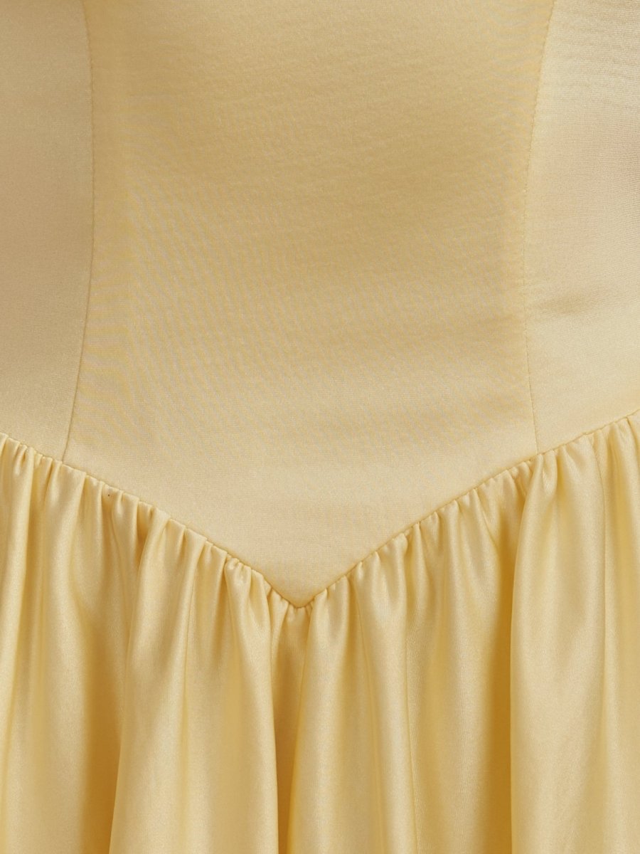 Sevoba|Yellow - Halter A Line Satin Short Homecoming Dress