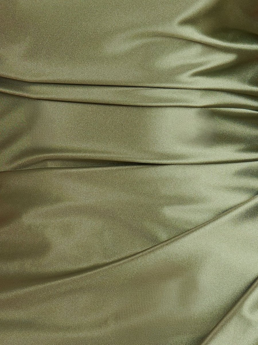 Sevoba|Olive - Sheath Spaghetti Straps Pleated Satin Short Homecoming Dress