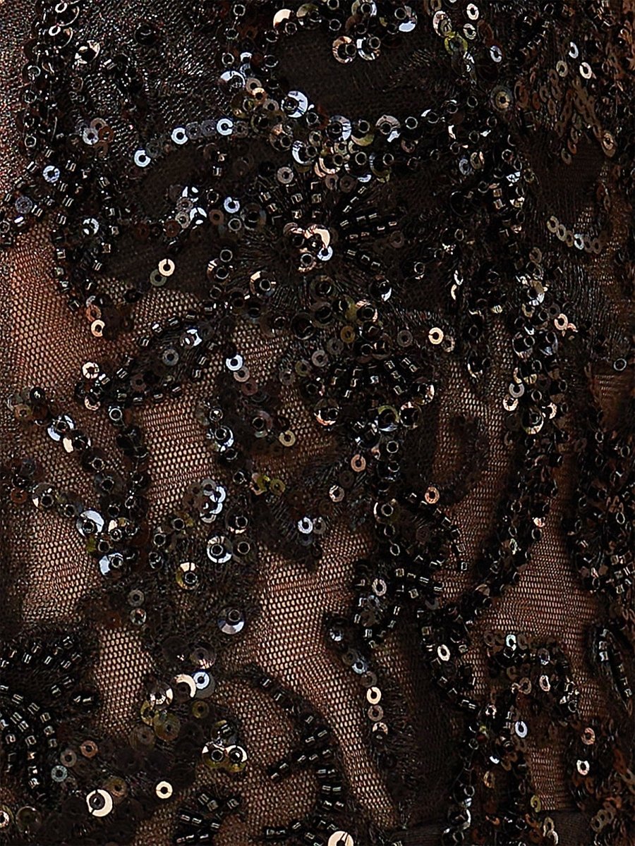 Sevoba|Black - Sheath V Neck Sequined Homecoming Dresses with Beads