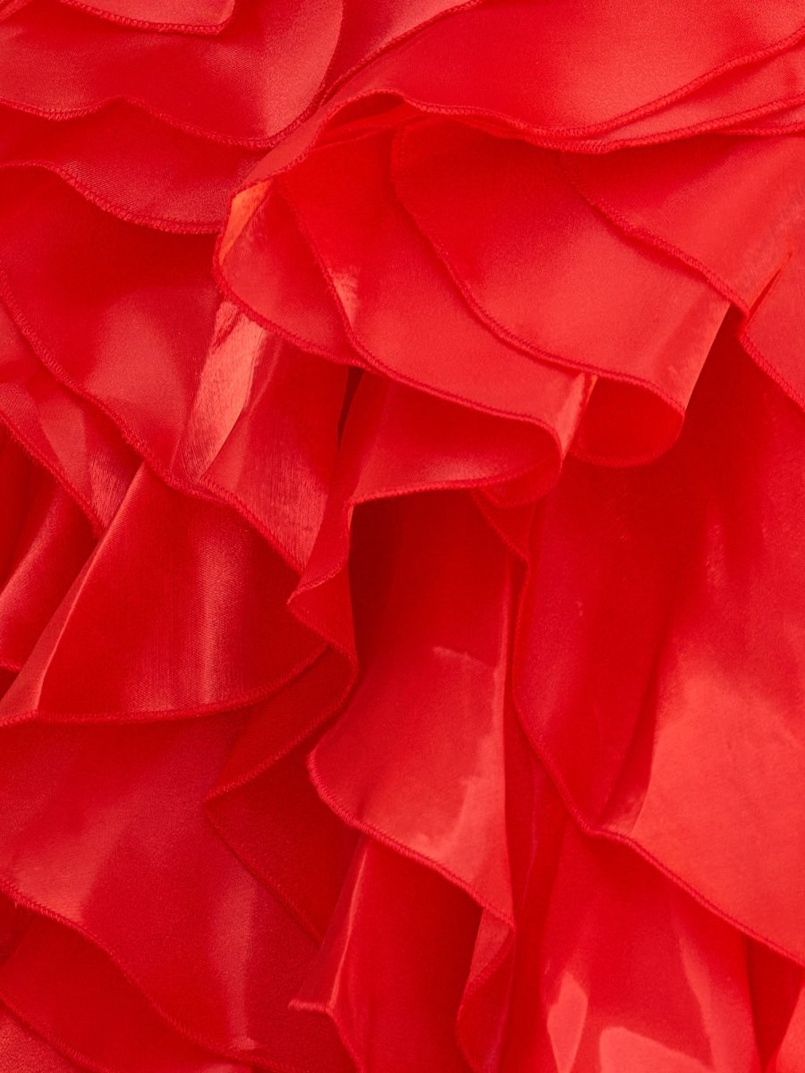 Sevoba|Red - A Line Strapless Corset Ruffles Short Homecoming Dresses with Bows